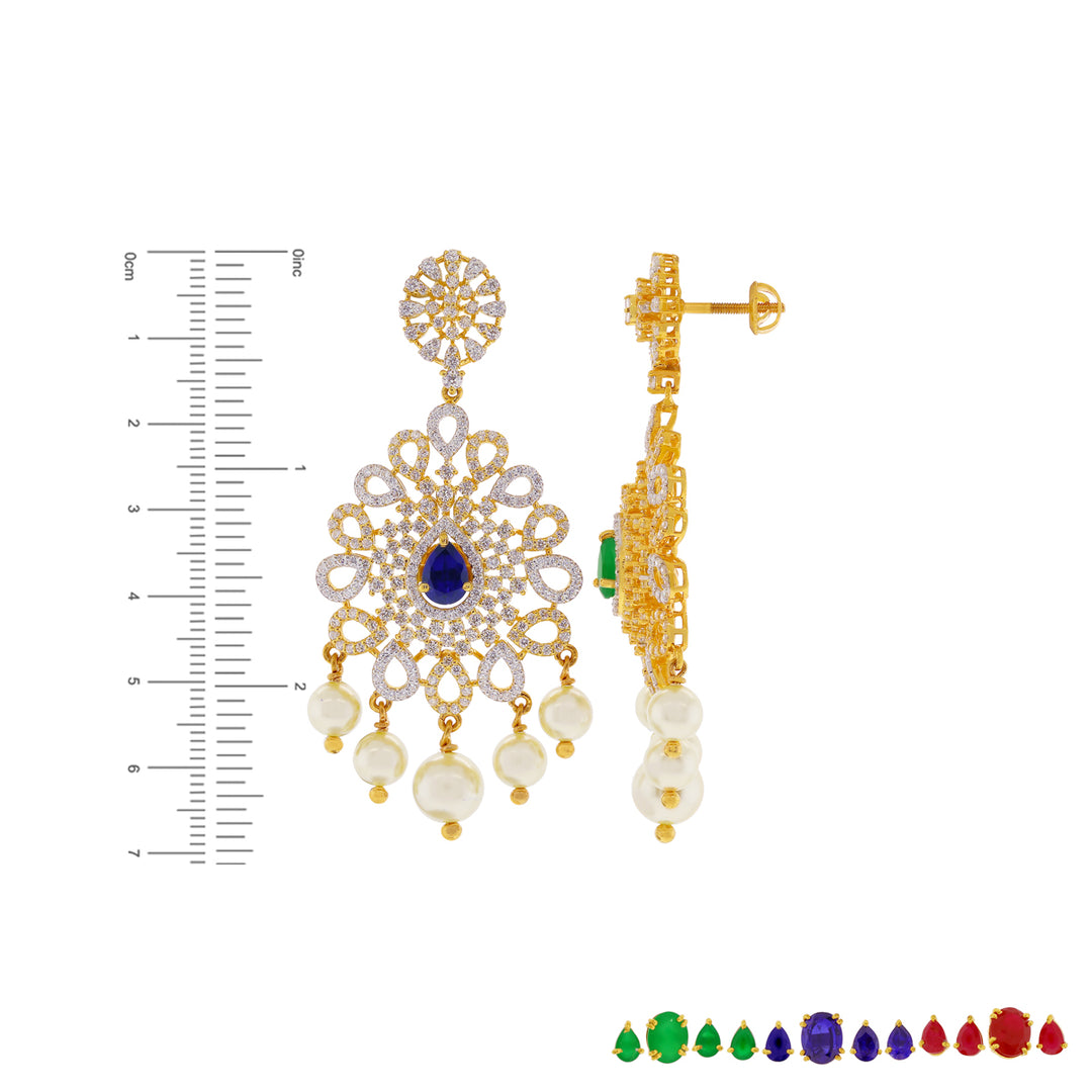 Classic Necklace Set with Changeable Gemstones in 22K Gold