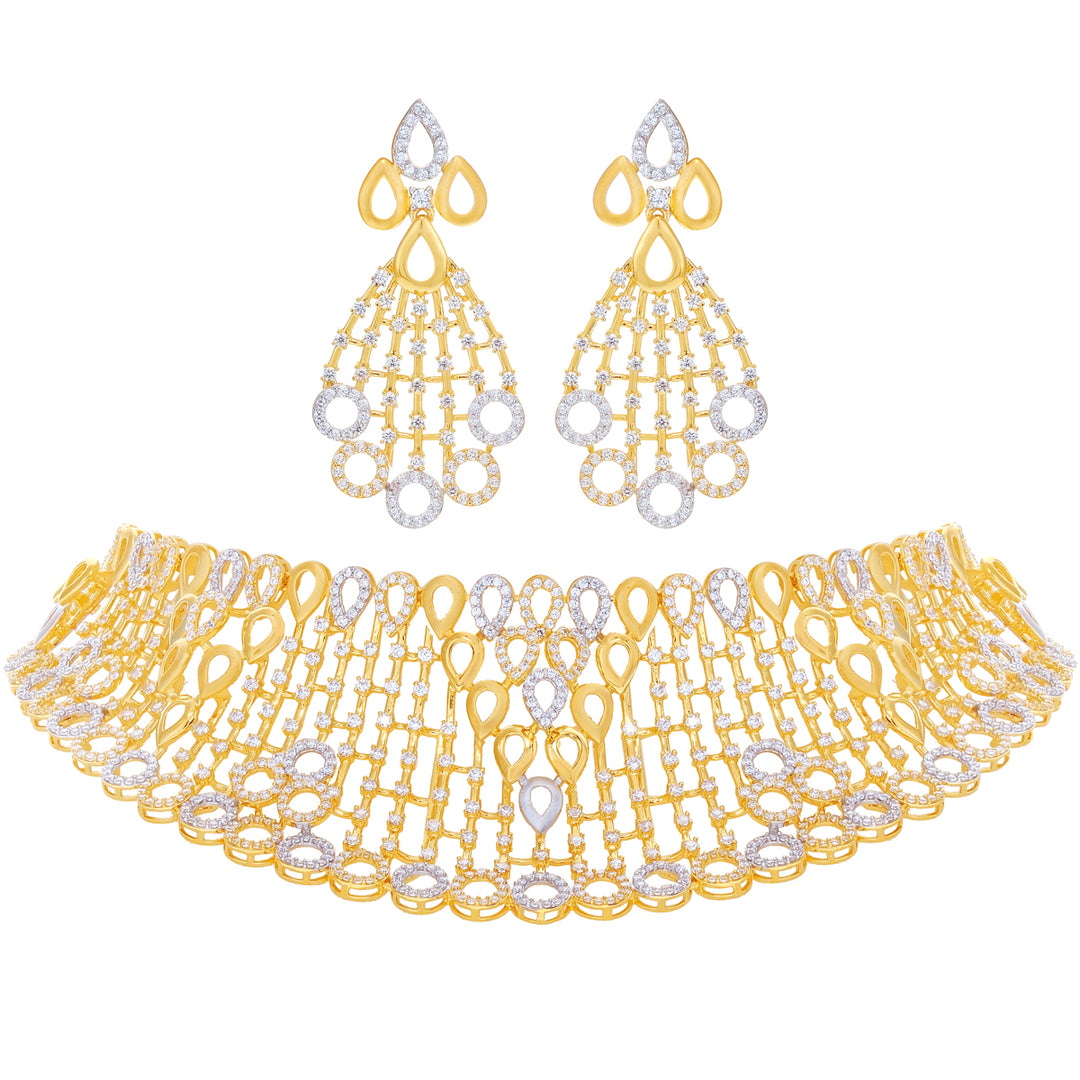 Intriguing Two tone Choker Set STN in 22K Gold