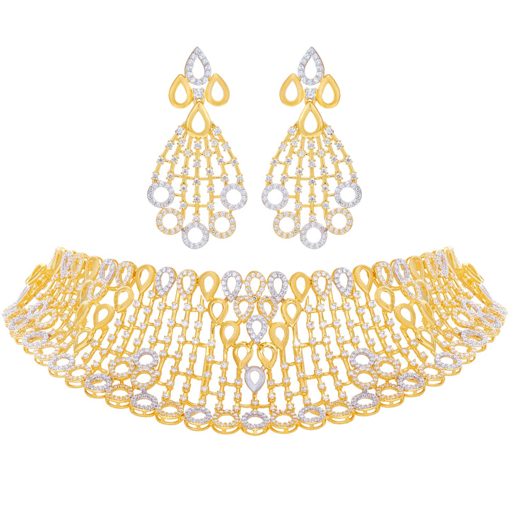 Intriguing Two tone Choker Set STN in 22K Gold