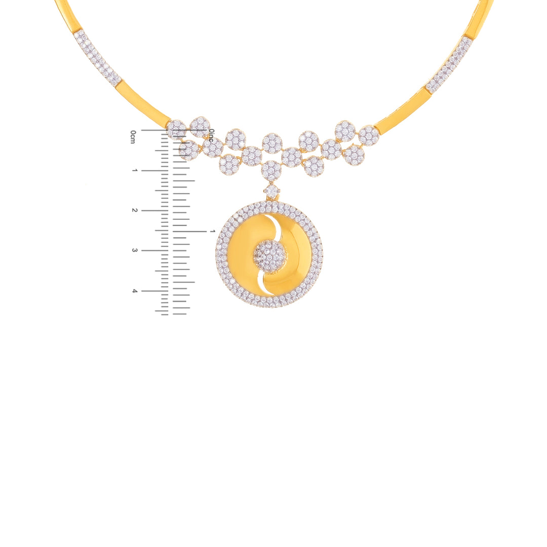 Glamorous Necklace Set With CZ in 22K Gold