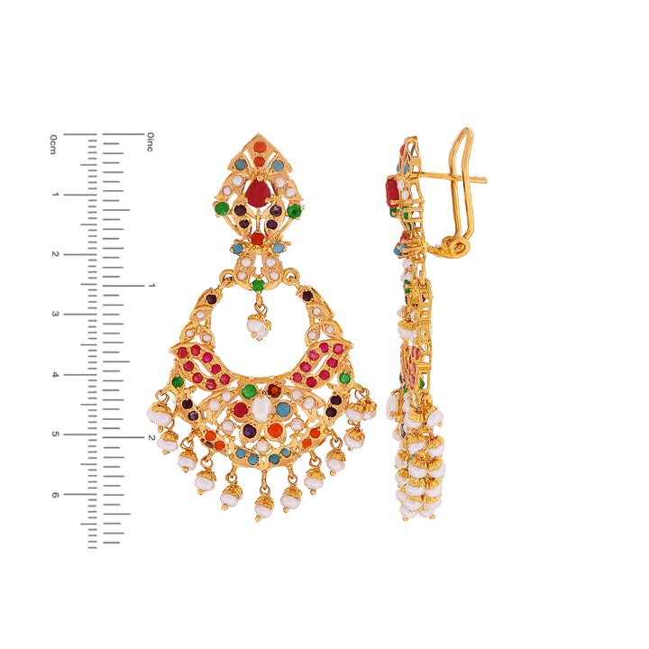 Gorgeous Necklace set With Navratan & Gemstones in 22K Gold