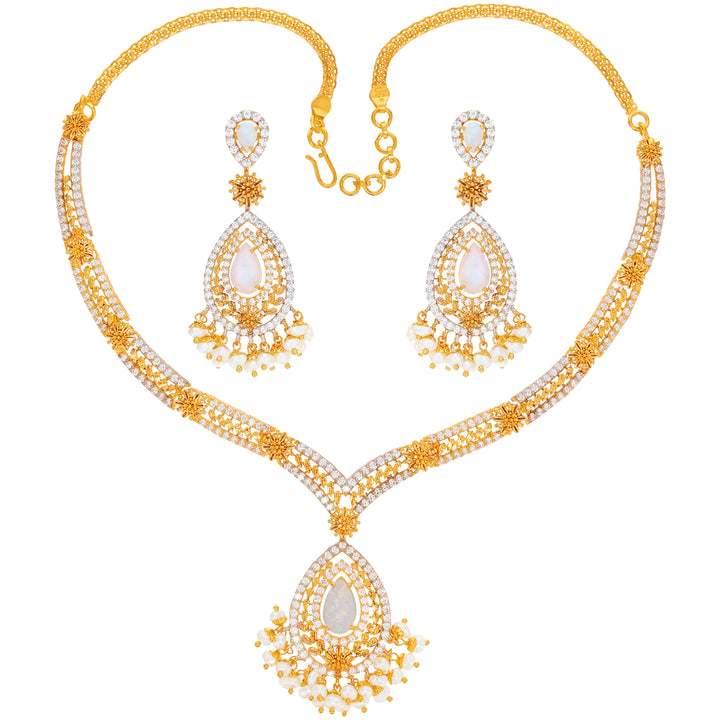 Precious Necklace set With Opal & Gemstones in 22K Gold