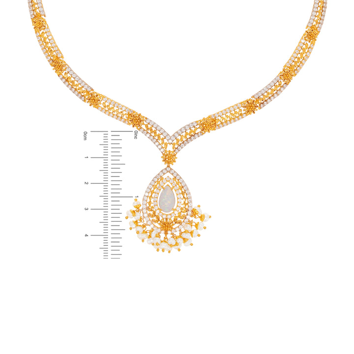 Precious Necklace set With Opal & Gemstones in 22K Gold