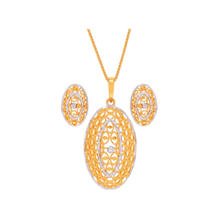 Lovely Two tone Pendant Set in 22K Gold