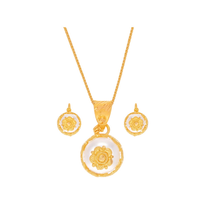 Captivating Pendant Set With Pearl in 22K Gold