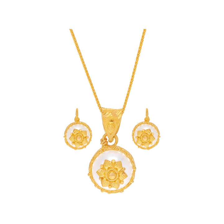 Fascinating Pendant Set With Pearl in 22K Gold