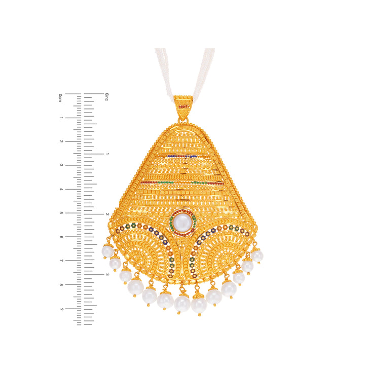 Gorgeous Minakari Pendant Set With Pearl in 22K Gold