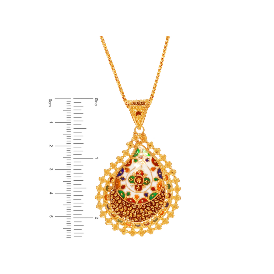 Fascinating Minakari Pendant Set in 22K Gold