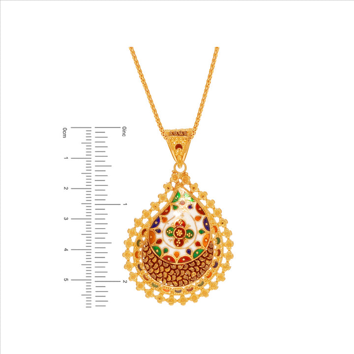 Fascinating Minakari Pendant Set in 22K Gold