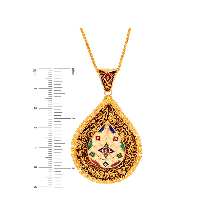 Charming Minakari Pendant Set in 22K Gold
