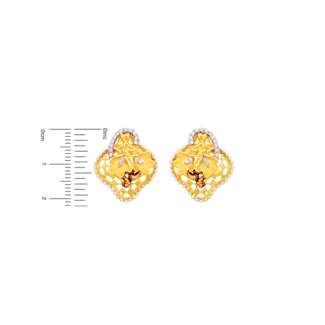 Brilliant Two tone Pendant Set  With CZ in 22K Gold