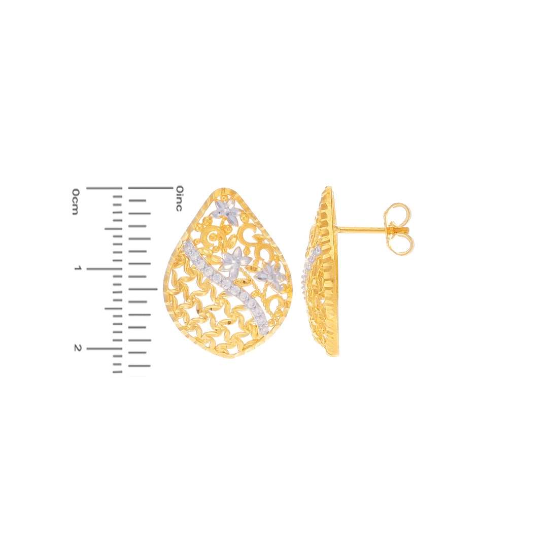 Opulent Two tone Pendant Set With CZ in 22K Gold