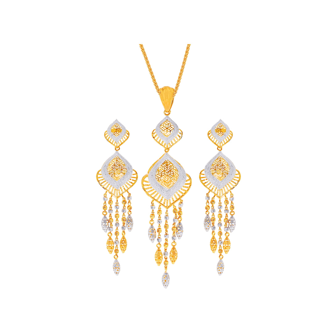 Opulent Two tone Pendant Set in 22K Gold