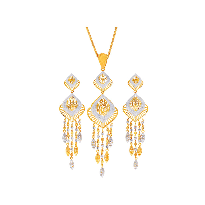 Opulent Two tone Pendant Set in 22K Gold
