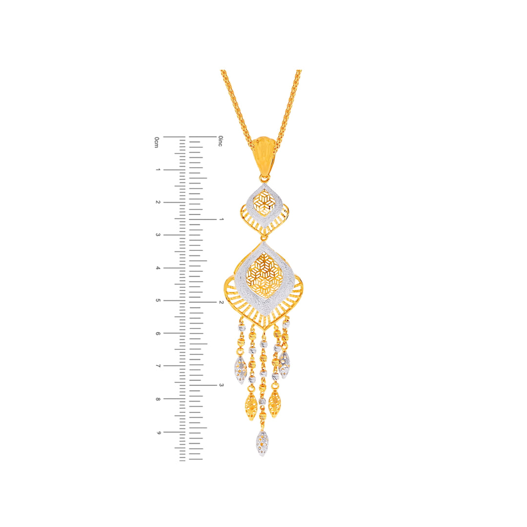 Opulent Two tone Pendant Set in 22K Gold