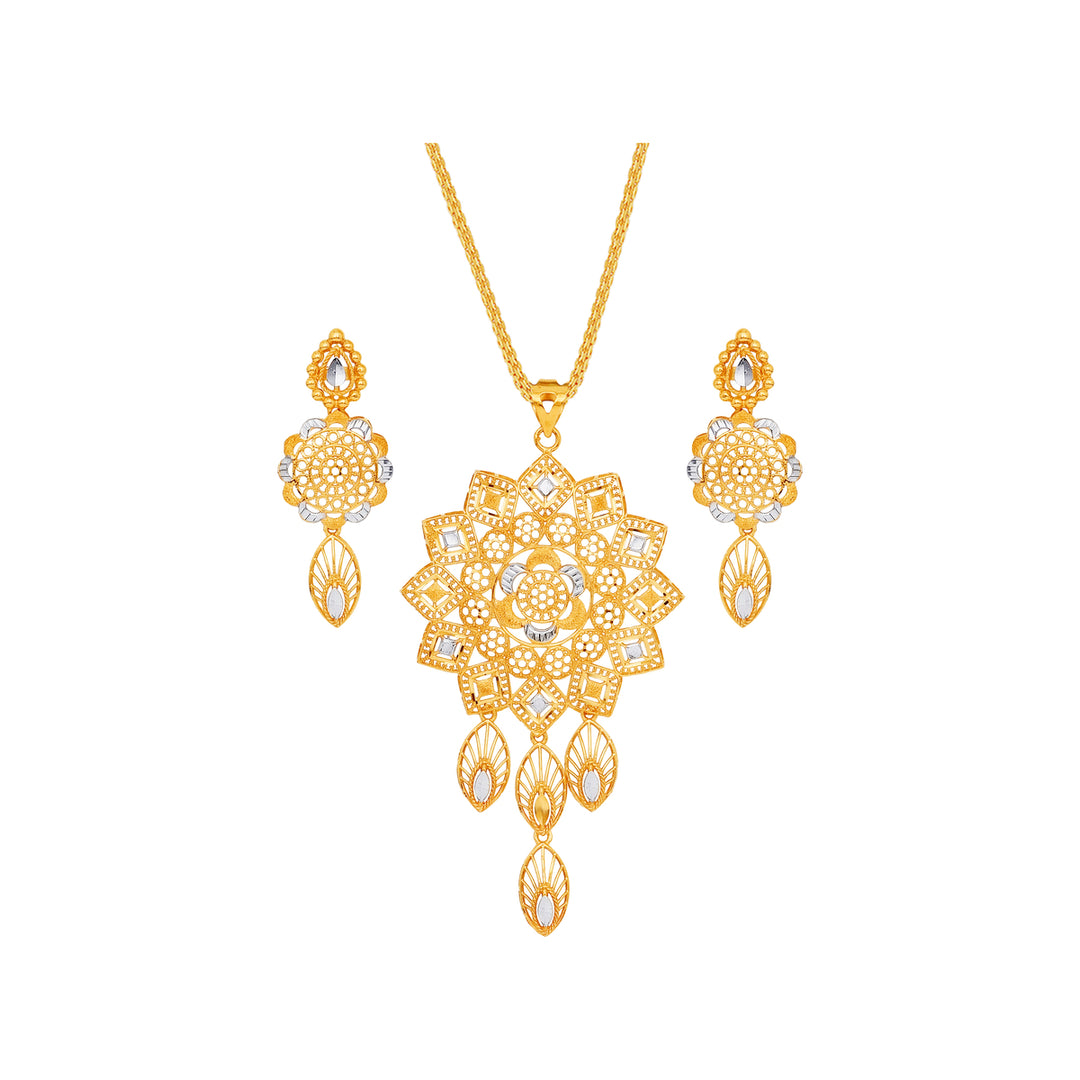 Mesmerizing Two tone Pendant Set in 22K Gold
