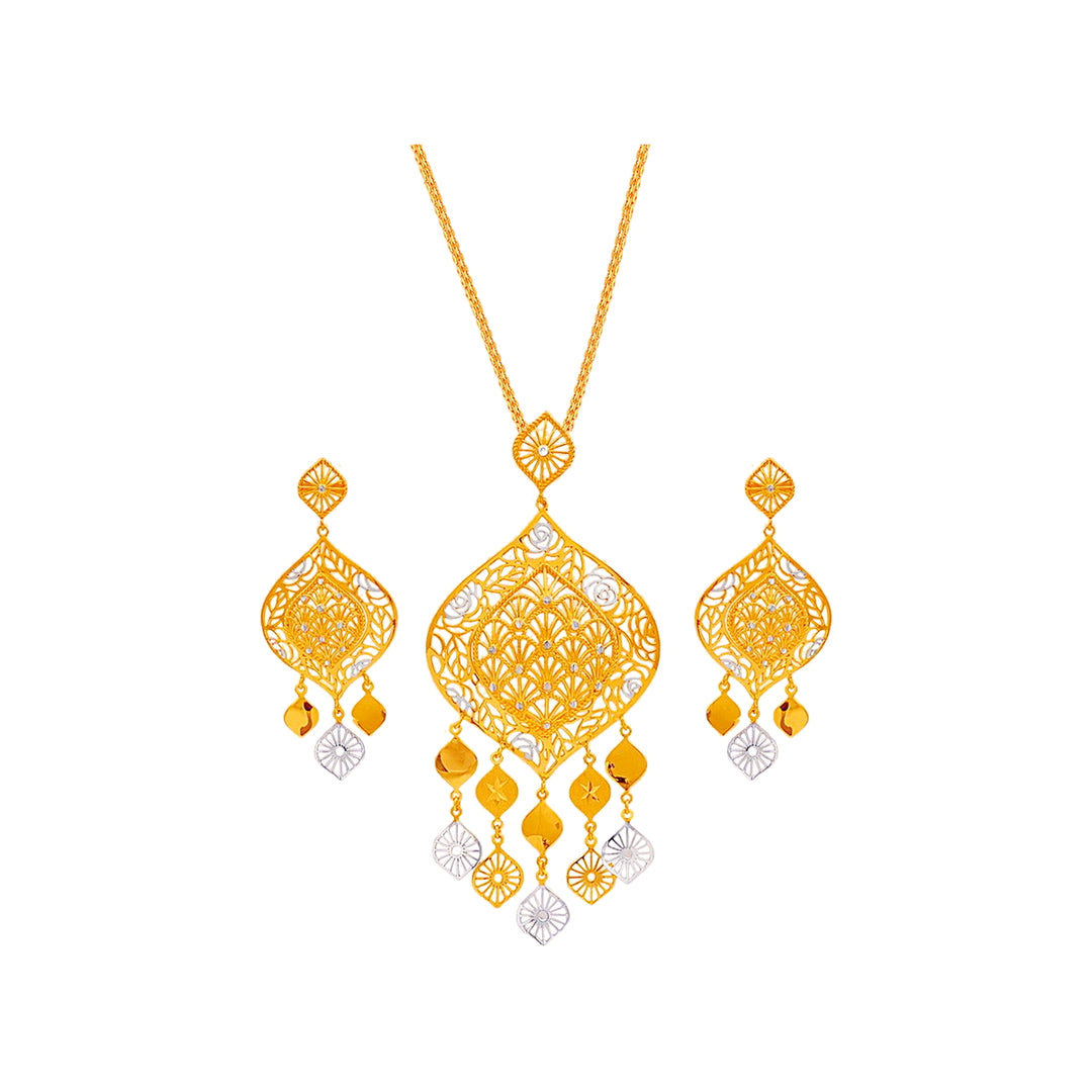 Intriguing Two tone Pendant Set in 22K Gold