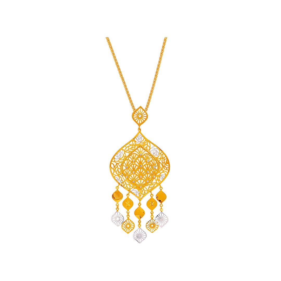 Intriguing Two tone Pendant Set in 22K Gold