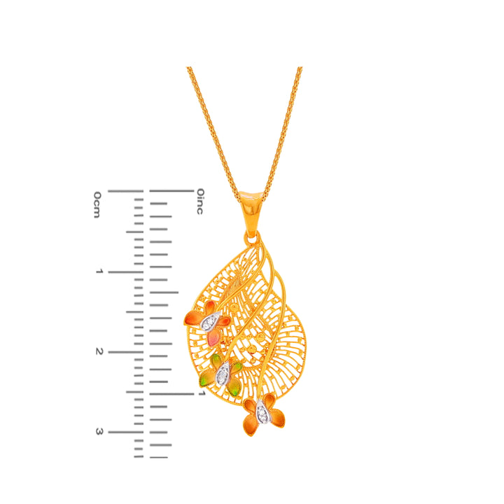 Stunning Minakari Pendant Set With CZ in 22K Gold