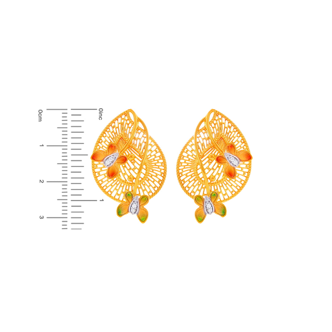 Stunning Minakari Pendant Set With CZ in 22K Gold