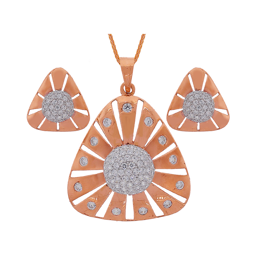 Lovely Pendant Set With CZ in 18K Rose Gold
