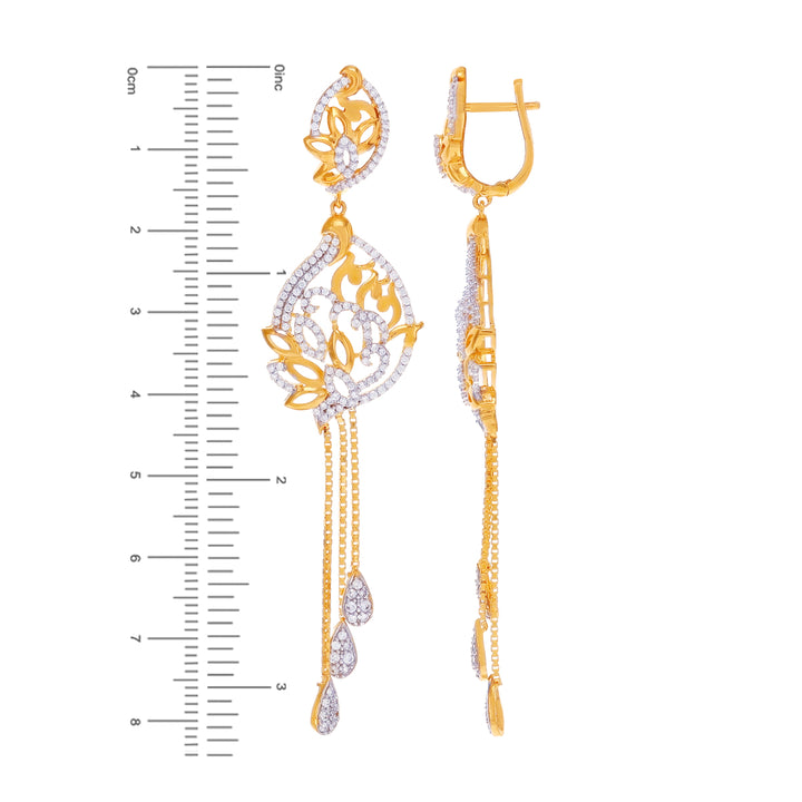 Intricate Two tone Pendant Set With CZ in 22K Gold