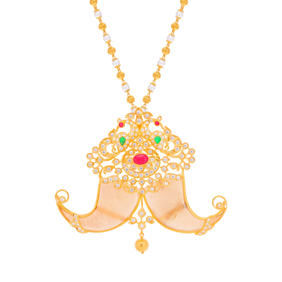 Nail Pendant With Ruby Emerald & Gemstones in 22K Gold