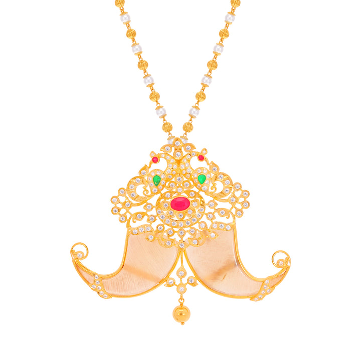 Nail Pendant With Ruby Emerald & Gemstones in 22K Gold