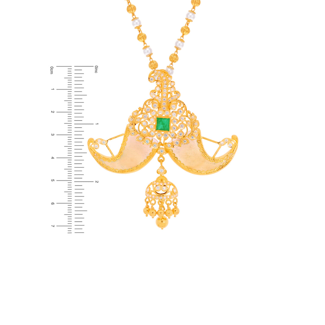 Nail Pendant With Emerald & CZ in 22K Gold