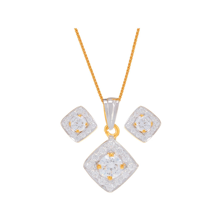 Glamorous Pendant Set With CZ in 22K Gold