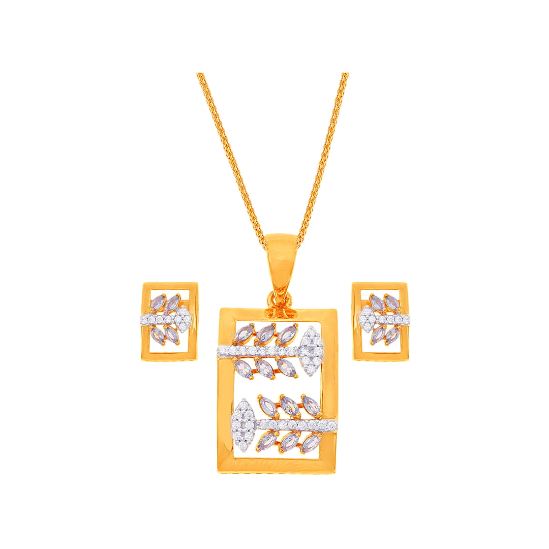 Captivating Pendant Set With CZ in 22K Gold