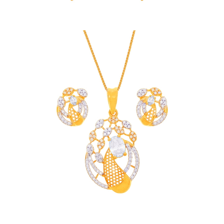 Brilliant Pendant Set With CZ in 22K Gold