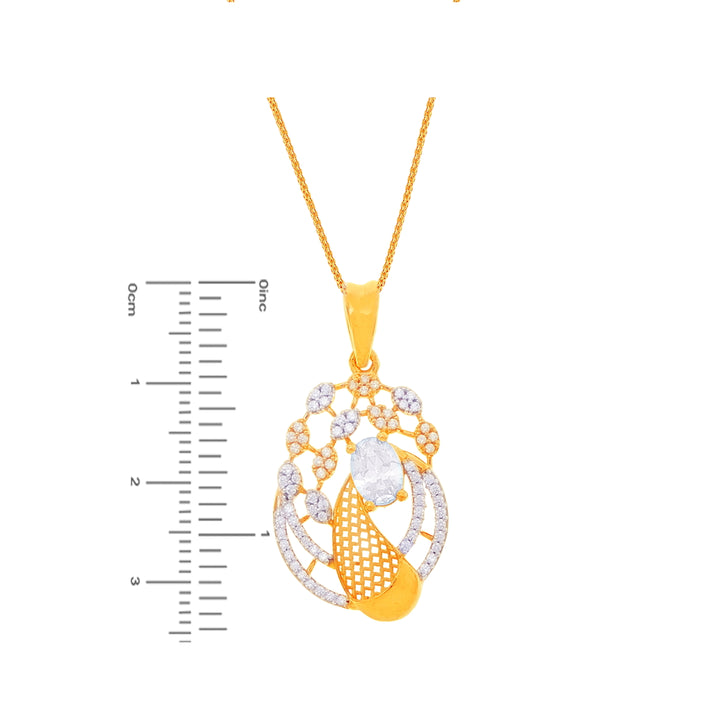 Brilliant Pendant Set With CZ in 22K Gold