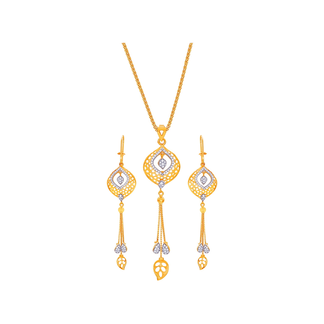 Glamorous Pendant Set With CZ in 22K Gold