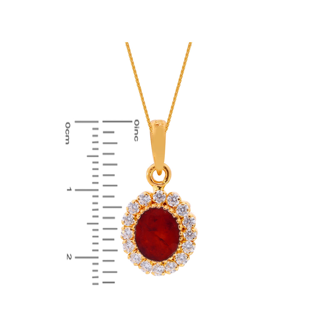 Glamorous Pendant Set With CZ & Ruby in 22K Gold