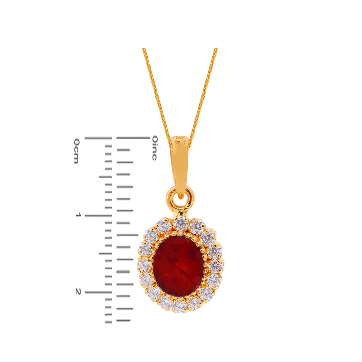 Glamorous Pendant Set With CZ & Ruby in 22K Gold