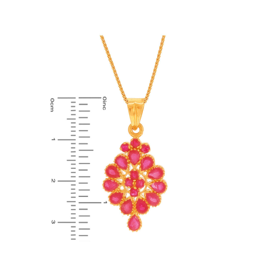 Glamorous Pendant Set With Ruby in 22K Gold