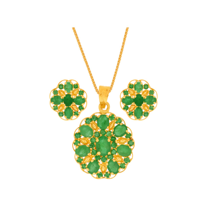 Charming Pendant Set With Emerald in 22K Gold