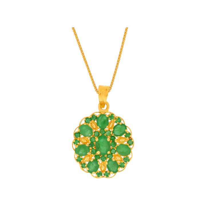 Charming Pendant Set With Emerald in 22K Gold