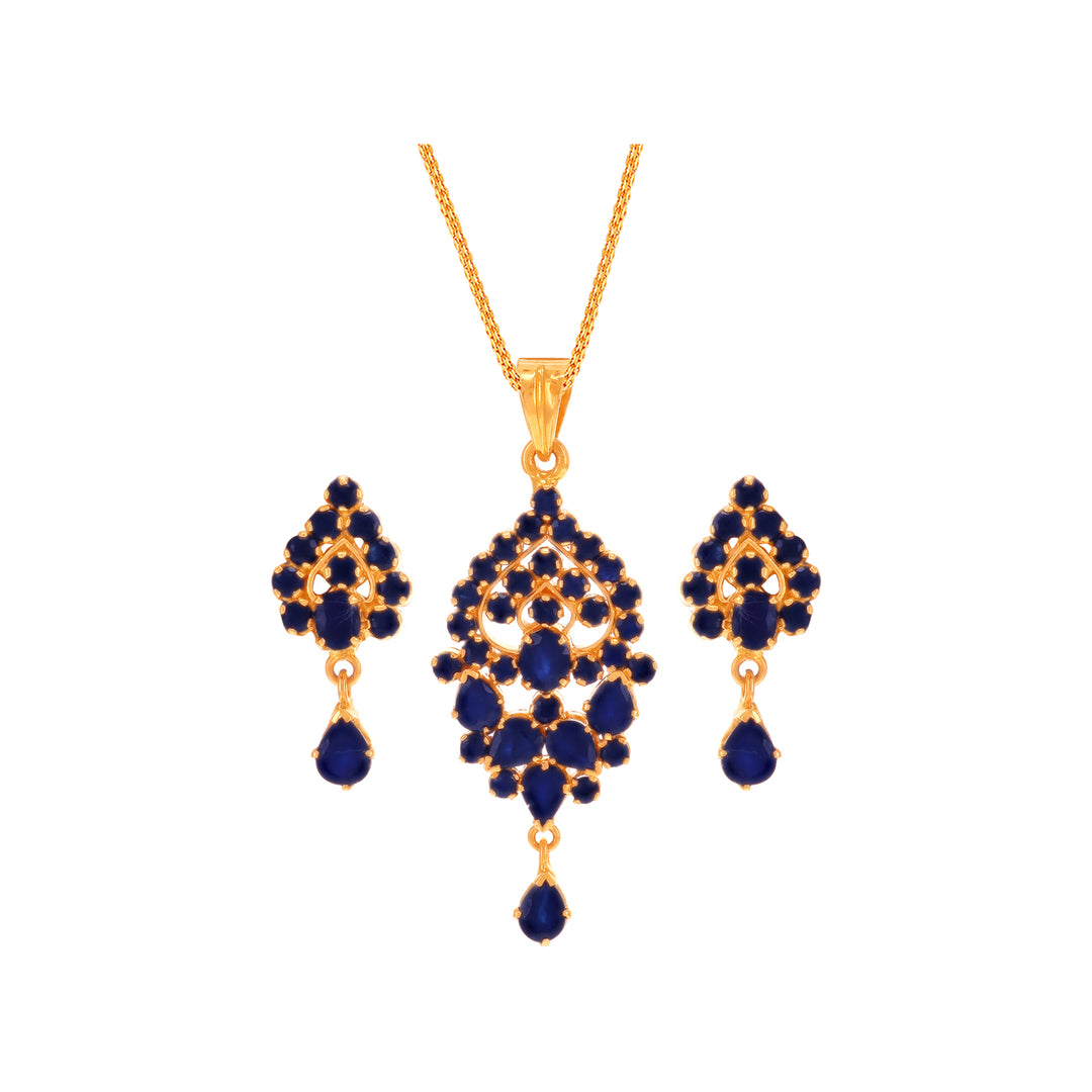 Attractive Pendant Set With Sapphire in 22K Gold