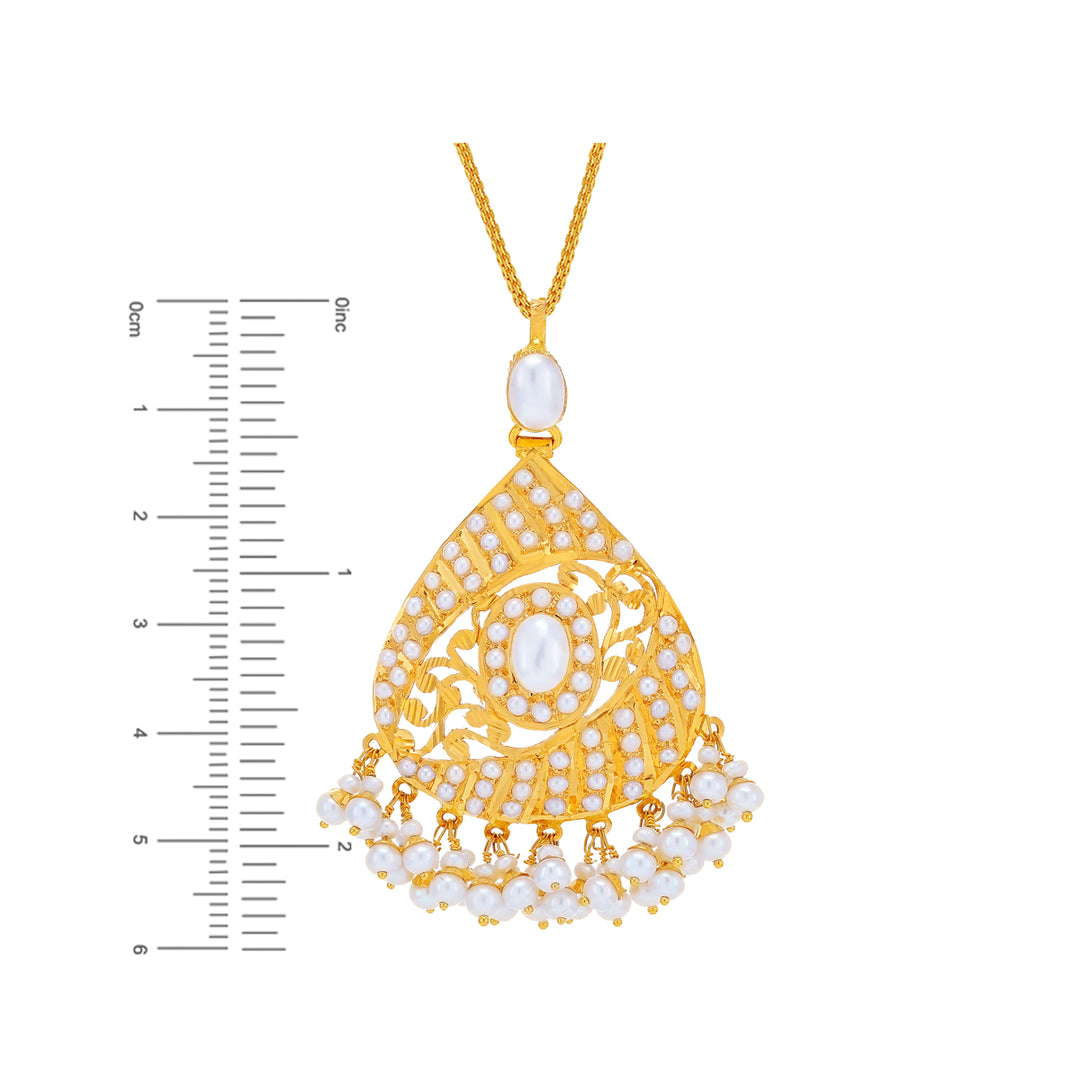 Lovely Pendant Set with Pearl in 22K Gold