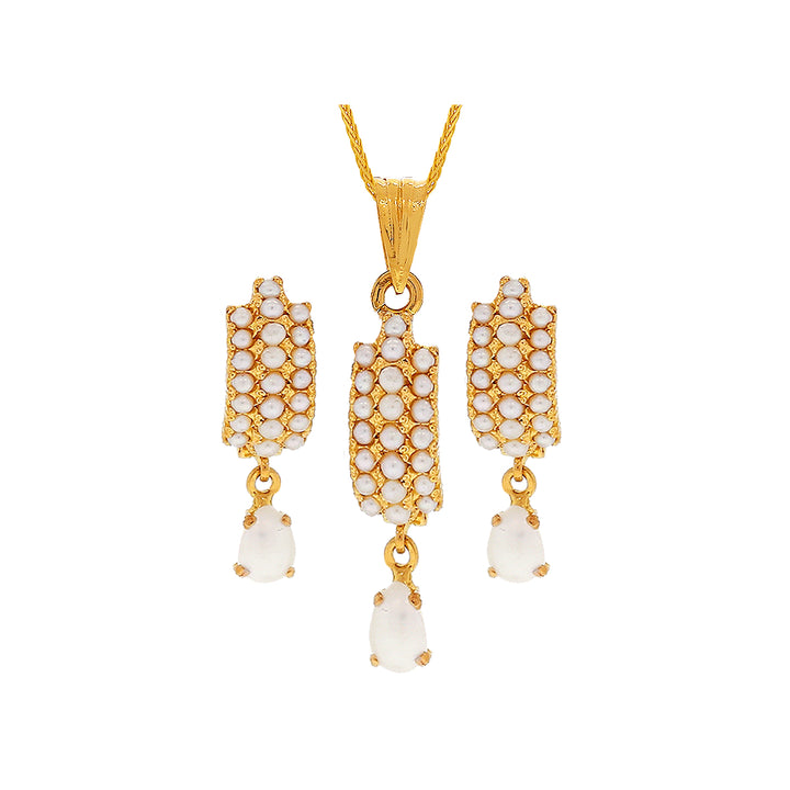 Artisan Pearl  Pendant Set in 22K Gold