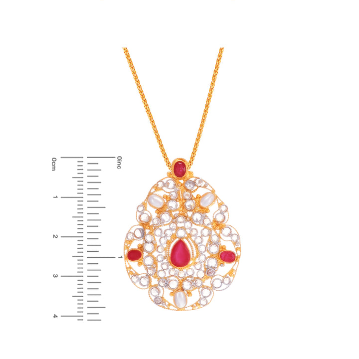 Alluring Antique Pendant Set With Ruby & Gemstones in 22K Gold
