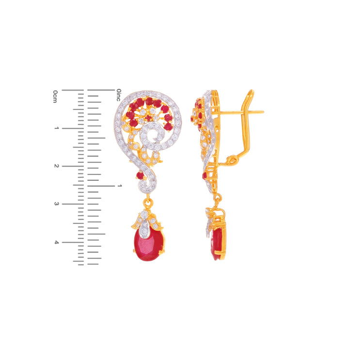 Precious Pendant Set With Ruby & CZ in 22K Gold