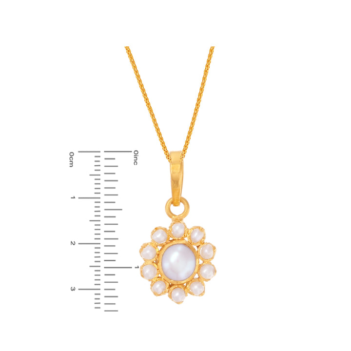 Charming Pendant Set With Pearl in 22K Gold