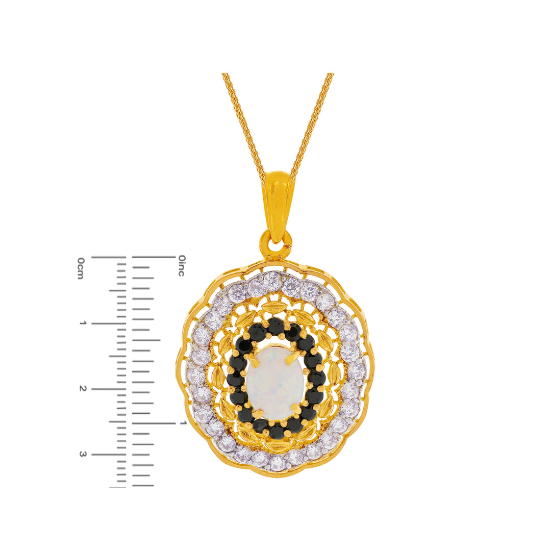 Captivating Antique Pendant Set With Opal & CZ in 22K Gold