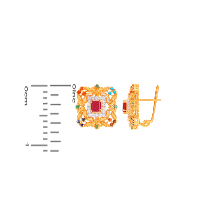 Enchanting Antique Pendant Set With Navratan & Gemstones in 22K Gold