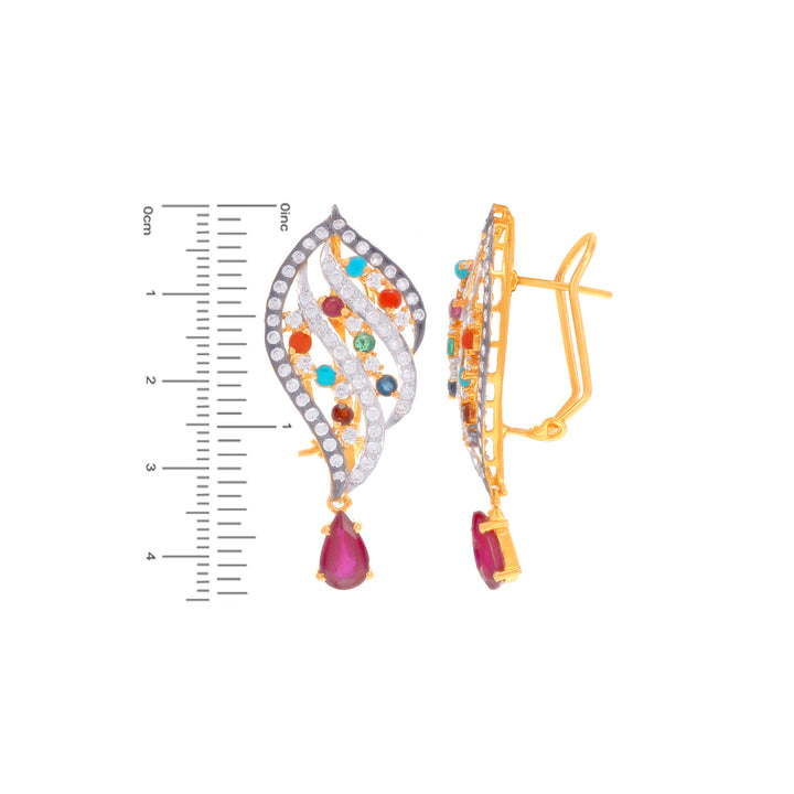 Stunning Antique Pendant Set With Navratan & Gemstones in 22K Gold