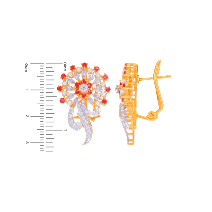 Opulent Pendant Set With Ruby Peal & CZ in 22K Gold