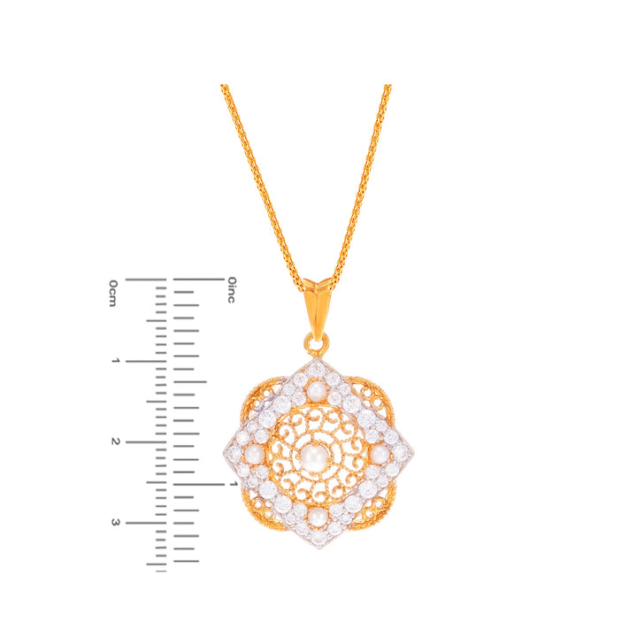 Intriguing Antique Pendant Set With Pearl & CZ in 22K Gold